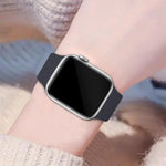 Dây đồng hồ silicone khóa bướm kèm ốp PC tích hợp kính cường lực, dành cho Apple Watch Series 44mm, dành cho Apple Watch Series 40mm, dành cho Apple Watch Series 10 / 11 46mm, dành cho Apple Watch Series 10 / 11 42mm, dành cho Apple Watch Series 45mm