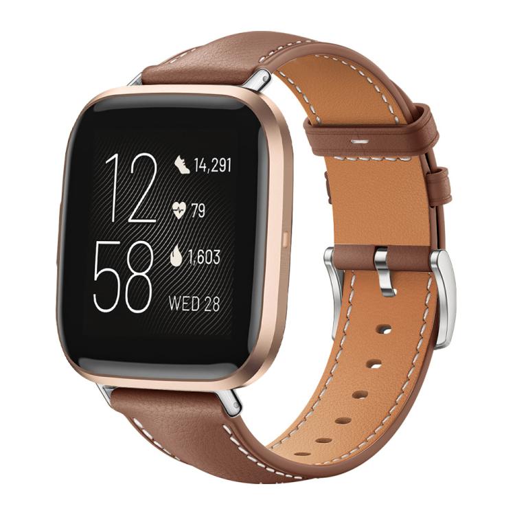 xDfind Flat Head Black Shark Fine Grain Leather Watch Band, For Fitbit Versa 4 / 3 / Sense2 / 1 20mm, For Fitbit Versa 2 / Versa / Versa Lite 22mm