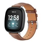 xDfind Flat Head Black Shark Fine Grain Leather Watch Band, For Fitbit Versa 4 / 3 / Sense2 / 1 20mm, For Fitbit Versa 2 / Versa / Versa Lite 22mm