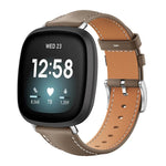 xDfind Flat Head Black Shark Fine Grain Leather Watch Band, For Fitbit Versa 4 / 3 / Sense2 / 1 20mm, For Fitbit Versa 2 / Versa / Versa Lite 22mm