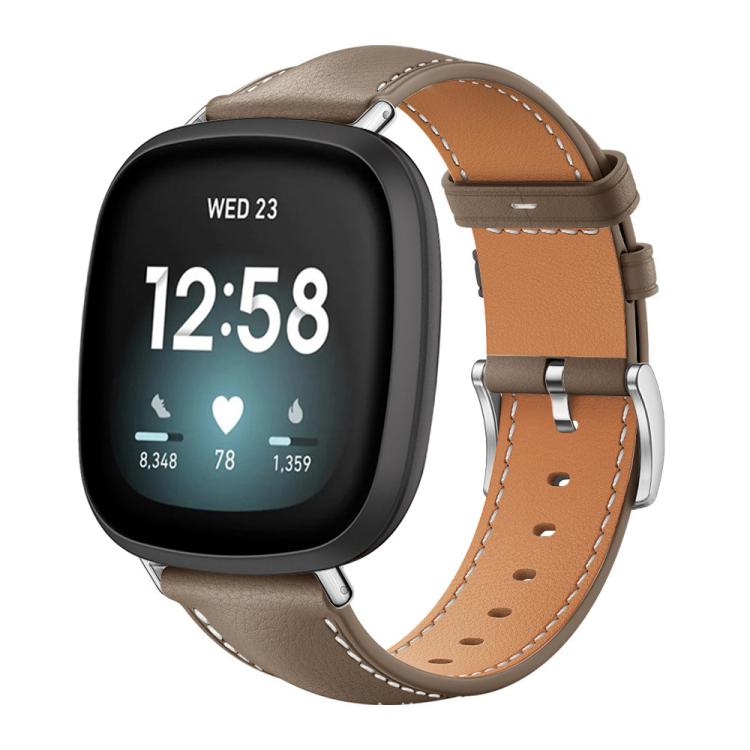 xDfind Flat Head Black Shark Fine Grain Leather Watch Band, For Fitbit Versa 4 / 3 / Sense2 / 1 20mm, For Fitbit Versa 2 / Versa / Versa Lite 22mm