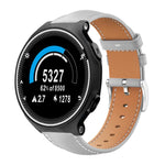 xDfind Flat Head Black Shark Fine Grain Leather Watch Band, For Garmin Fenix 8/7/6/5 22mm 20mm, For Garmin Fenix 8/7X/6X/5X 26mm 22mm, For Garmin Forerunner 220/735/735XT/230/235 20mm, For Garmin Forerunner 35/30/35j 20mm