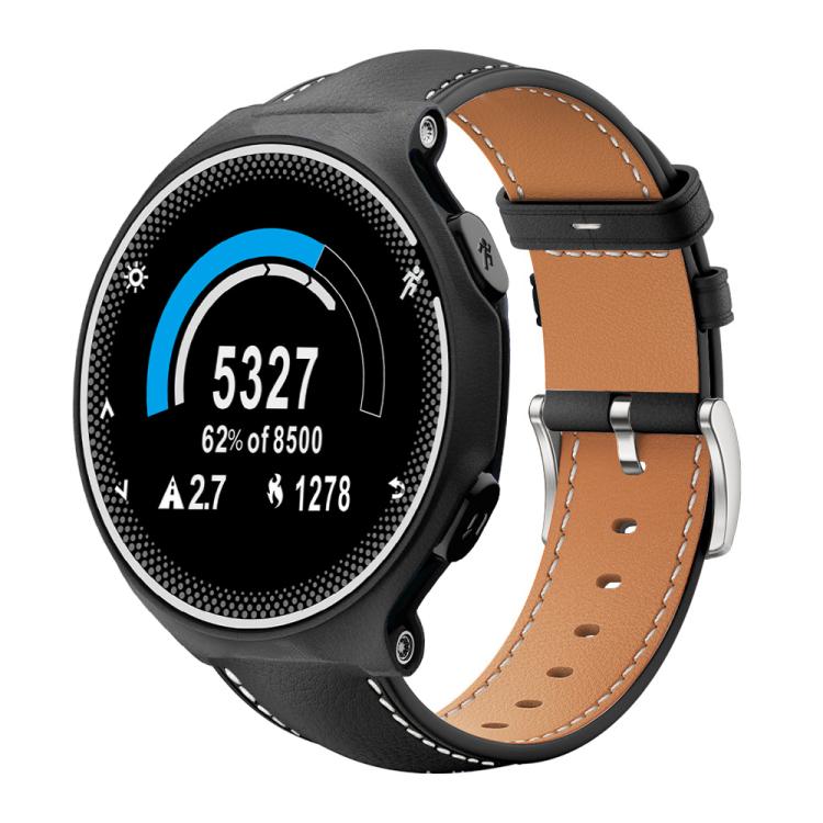 xDfind Flat Head Black Shark Fine Grain Leather Watch Band, For Garmin Fenix 8/7/6/5 22mm 20mm, For Garmin Fenix 8/7X/6X/5X 26mm 22mm, For Garmin Forerunner 220/735/735XT/230/235 20mm, For Garmin Forerunner 35/30/35j 20mm