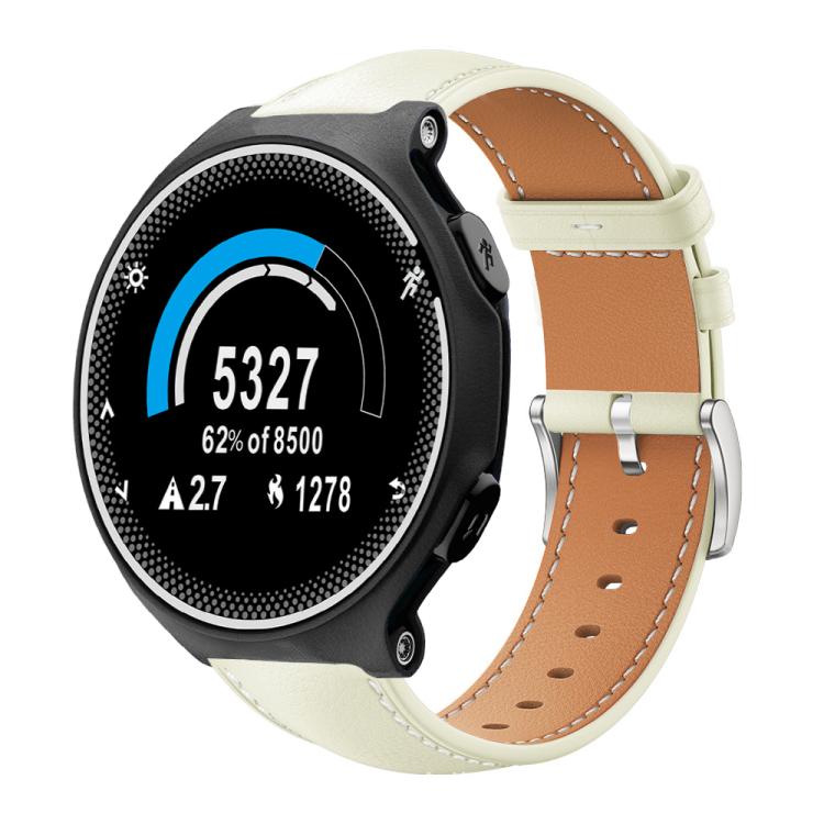 xDfind Flat Head Black Shark Fine Grain Leather Watch Band, For Garmin Fenix 8/7/6/5 22mm 20mm, For Garmin Fenix 8/7X/6X/5X 26mm 22mm, For Garmin Forerunner 220/735/735XT/230/235 20mm, For Garmin Forerunner 35/30/35j 20mm