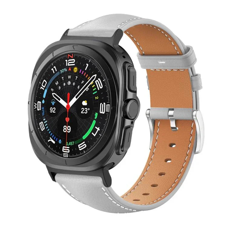 Dây đồng hồ da hạt mịn đầu phẳng xDfind Black Shark, dành cho Samsung Galaxy Watch Ultra / Ultra 2025, dành cho Samsung Galaxy Watch8 / Watch8 Classic, dành cho Samsung Galaxy Watch7 / FE / 6 / 5 / 4
