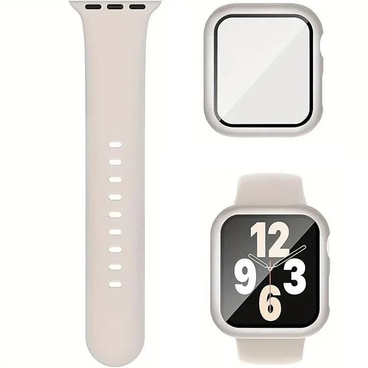 Dây đồng hồ Silicone Khóa Chốt với Ốp PC Tích Hợp Film, Dành cho Apple Watch Series 44mm, Dành cho Apple Watch Series 40mm, Dành cho Apple Watch Series 10 / 11 46mm, Dành cho Apple Watch Series 10 / 11 42mm, Dành cho Apple Watch Ultra 3 / 2 / 1 49mm