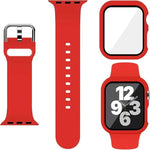 Dây đồng hồ Silicone Khóa Chốt với Ốp PC Tích Hợp Film, Dành cho Apple Watch Series 44mm, Dành cho Apple Watch Series 40mm, Dành cho Apple Watch Series 10 / 11 46mm, Dành cho Apple Watch Series 10 / 11 42mm, Dành cho Apple Watch Ultra 3 / 2 / 1 49mm