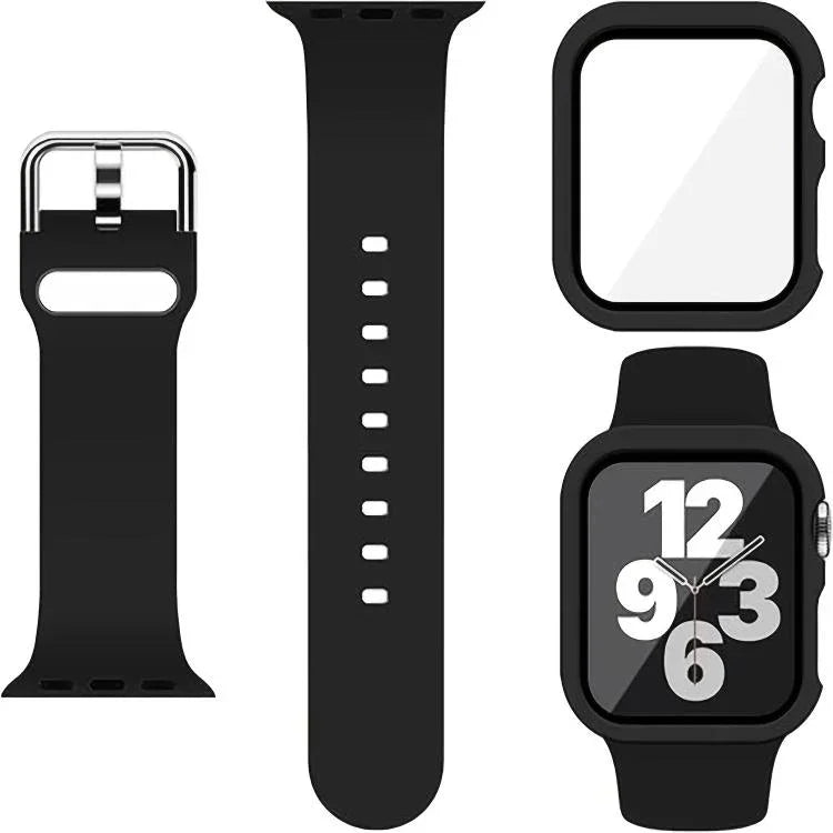 Dây đồng hồ Silicone Khóa Chốt với Ốp PC Tích Hợp Film, Dành cho Apple Watch Series 44mm, Dành cho Apple Watch Series 40mm, Dành cho Apple Watch Series 10 / 11 46mm, Dành cho Apple Watch Series 10 / 11 42mm, Dành cho Apple Watch Ultra 3 / 2 / 1 49mm