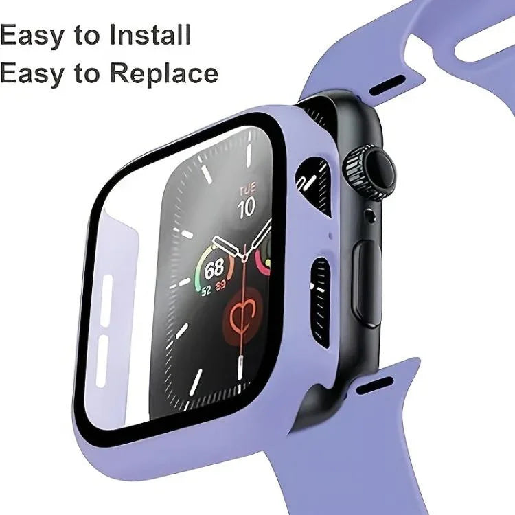 Dây đồng hồ Silicone Khóa Chốt với Ốp PC Tích Hợp Film, Dành cho Apple Watch Series 44mm, Dành cho Apple Watch Series 40mm, Dành cho Apple Watch Series 10 / 11 46mm, Dành cho Apple Watch Series 10 / 11 42mm, Dành cho Apple Watch Ultra 3 / 2 / 1 49mm