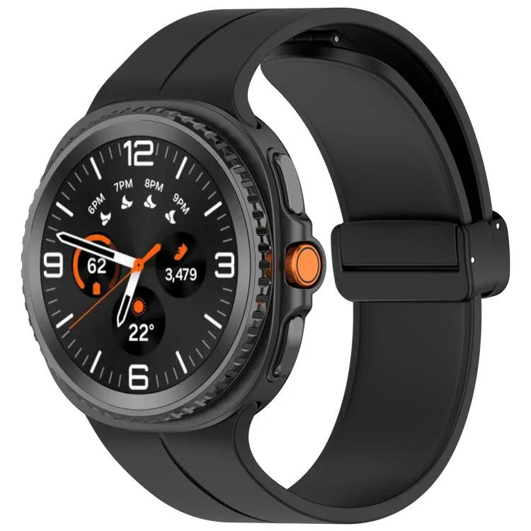 Dây đồng hồ silicone nam châm khóa gập màu đen xDfind, Dành cho Samsung Galaxy Watch8 / Watch8 Classic