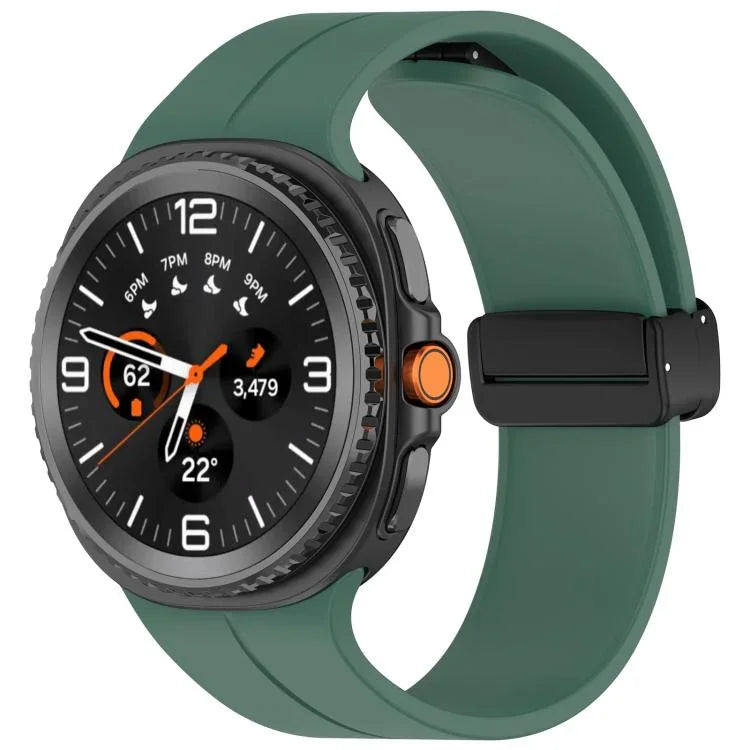 Dây đồng hồ silicone nam châm khóa gập màu đen xDfind, Dành cho Samsung Galaxy Watch8 / Watch8 Classic