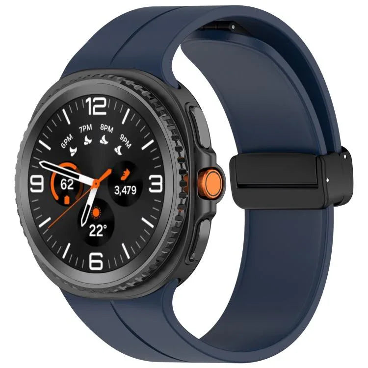 Dây đồng hồ silicone nam châm khóa gập màu đen xDfind, Dành cho Samsung Galaxy Watch8 / Watch8 Classic