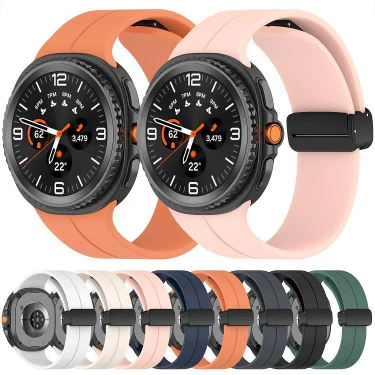 Dây đồng hồ silicone nam châm khóa gập màu đen xDfind, Dành cho Samsung Galaxy Watch8 / Watch8 Classic