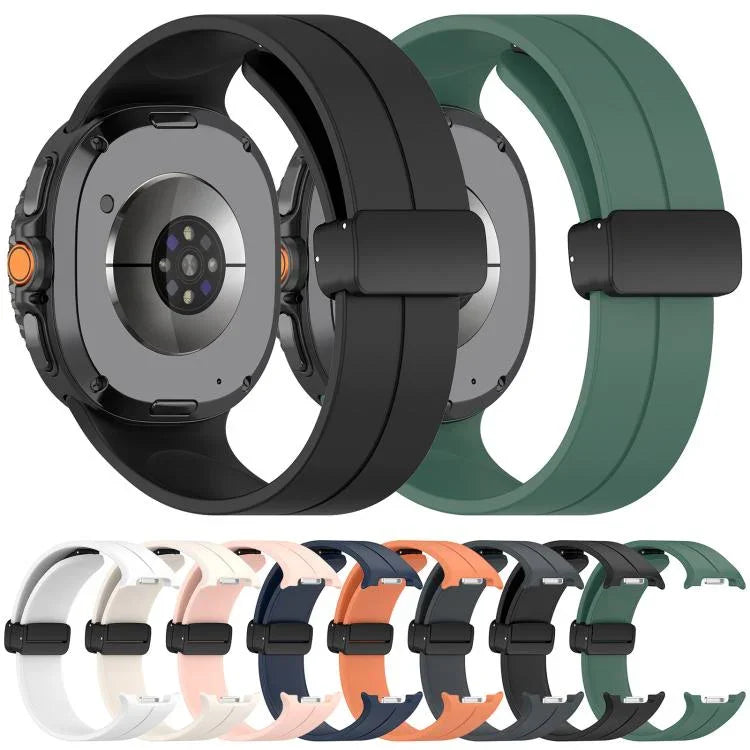 Dây đồng hồ silicone nam châm khóa gập màu đen xDfind, Dành cho Samsung Galaxy Watch8 / Watch8 Classic