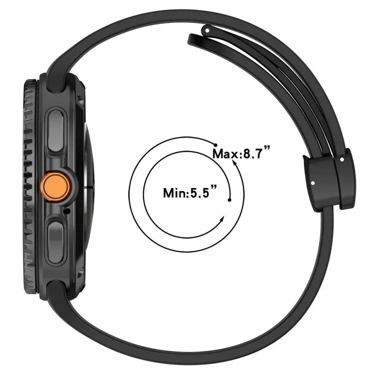 Dây đồng hồ silicone nam châm khóa gập màu đen xDfind, Dành cho Samsung Galaxy Watch8 / Watch8 Classic
