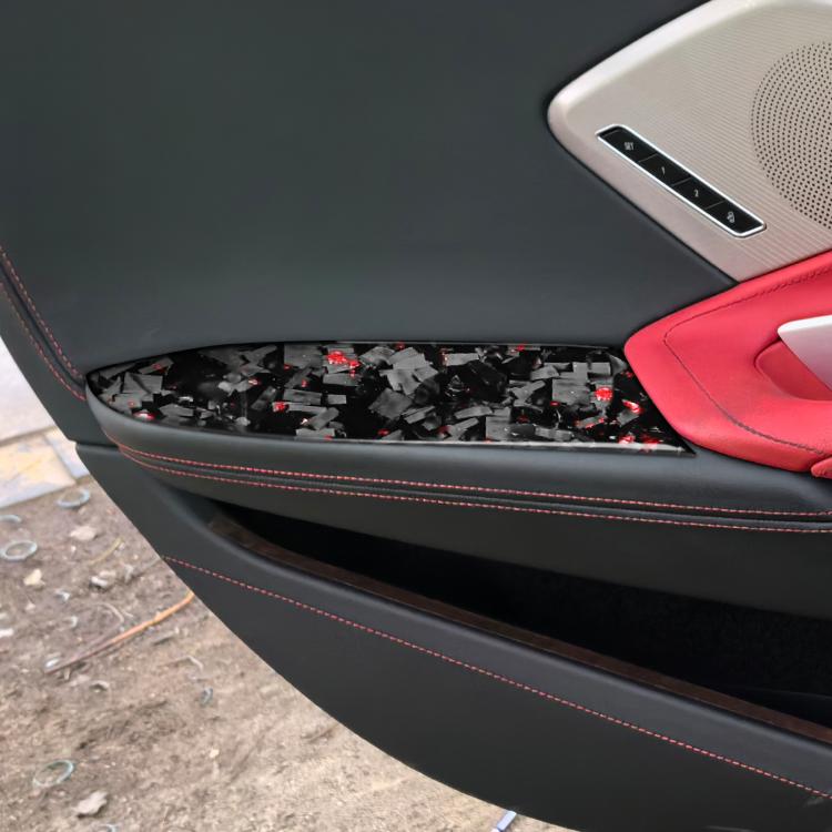 2pcs/Set Forged Gold Foil Carbon Fiber Car Inside Armrest Panel Decorative Sticker for Chevrolet Corvette C8 2020-, Left and Right Driver, Inside Armrest Panel