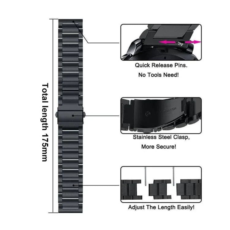 Dây đồng hồ thép không gỉ ba hạt, dành cho Samsung Galaxy Watch8 / Watch8 Classic