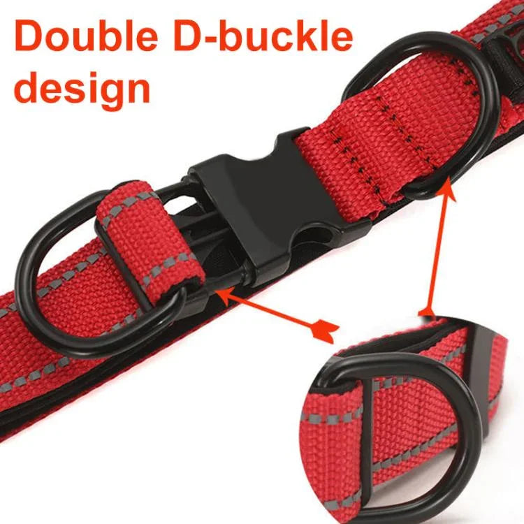 Vòng Cổ Phản Quang Cho Thú Cưng Khóa Đen Nylon, S, M, L, Vòng Cổ Nylon, S, Vòng Cổ Nylon, M, Vòng Cổ Nylon, L