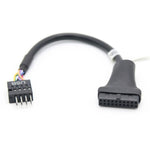 Bộ 2 cáp adapter USB3.0 cho bo mạch chủ máy tính, 20 chân đực sang 9 chân cái, 9 chân đực sang 20 chân cái