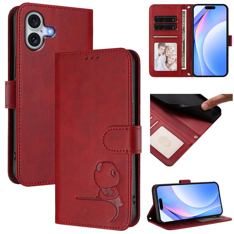 Ốp lưng điện thoại da dập nổi chống RFID Litter Panda kèm dây đeo, dành cho iPhone 17e / 16e, iPhone 17 Pro Max, iPhone 17 Pro, iPhone 17, iPhone Air, iPhone 16 Pro Max, iPhone 16 Pro, iPhone 16 Plus