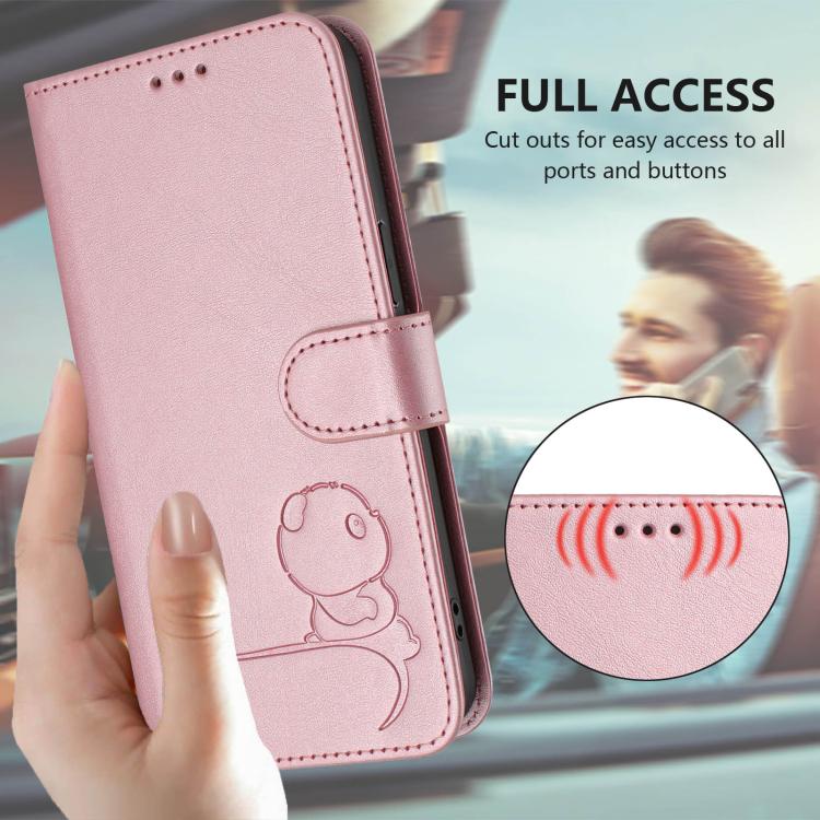 Ốp lưng điện thoại da dập nổi chống RFID Litter Panda kèm dây đeo, dành cho iPhone 17e / 16e, iPhone 17 Pro Max, iPhone 17 Pro, iPhone 17, iPhone Air, iPhone 16 Pro Max, iPhone 16 Pro, iPhone 16 Plus