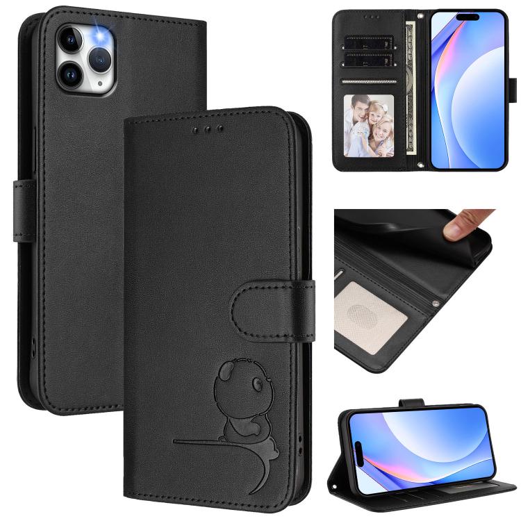 Bao da điện thoại RFID họa tiết gấu trúc nhỏ nổi có dây đeo, dành cho iPhone 11 Pro Max, iPhone 11, iPhone 11 Pro, iPhone X / XS, iPhone XR, iPhone XS Max, iPhone 8 Plus / 7 Plus