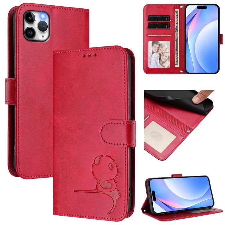 Bao da điện thoại RFID họa tiết gấu trúc nhỏ nổi có dây đeo, dành cho iPhone 11 Pro Max, iPhone 11, iPhone 11 Pro, iPhone X / XS, iPhone XR, iPhone XS Max, iPhone 8 Plus / 7 Plus