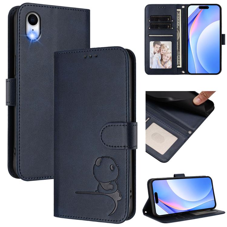 Bao da điện thoại RFID họa tiết gấu trúc nhỏ nổi có dây đeo, dành cho iPhone 11 Pro Max, iPhone 11, iPhone 11 Pro, iPhone X / XS, iPhone XR, iPhone XS Max, iPhone 8 Plus / 7 Plus