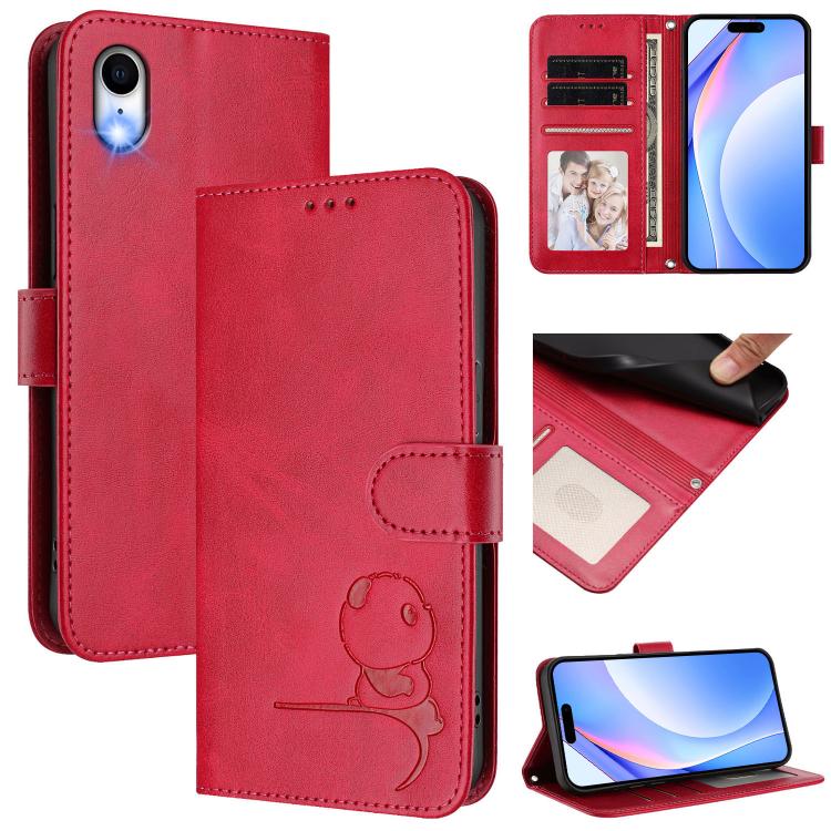 Bao da điện thoại RFID họa tiết gấu trúc nhỏ nổi có dây đeo, dành cho iPhone 11 Pro Max, iPhone 11, iPhone 11 Pro, iPhone X / XS, iPhone XR, iPhone XS Max, iPhone 8 Plus / 7 Plus