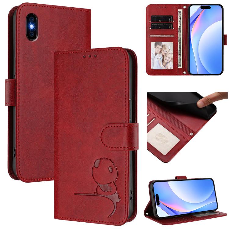 Bao da điện thoại RFID họa tiết gấu trúc nhỏ nổi có dây đeo, dành cho iPhone 11 Pro Max, iPhone 11, iPhone 11 Pro, iPhone X / XS, iPhone XR, iPhone XS Max, iPhone 8 Plus / 7 Plus