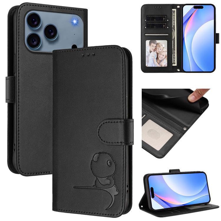 Ốp lưng điện thoại da dập nổi chống RFID Litter Panda kèm dây đeo, dành cho iPhone 17e / 16e, iPhone 17 Pro Max, iPhone 17 Pro, iPhone 17, iPhone Air, iPhone 16 Pro Max, iPhone 16 Pro, iPhone 16 Plus