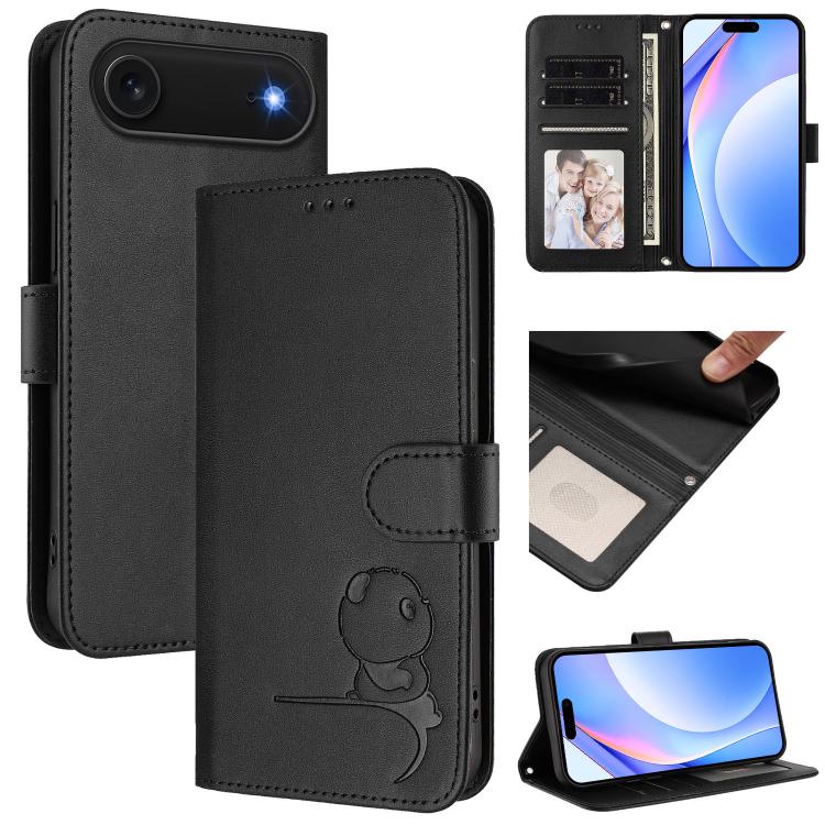 Ốp lưng điện thoại da dập nổi chống RFID Litter Panda kèm dây đeo, dành cho iPhone 17e / 16e, iPhone 17 Pro Max, iPhone 17 Pro, iPhone 17, iPhone Air, iPhone 16 Pro Max, iPhone 16 Pro, iPhone 16 Plus