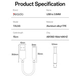 Bộ chuyển đổi âm thanh USB sang 3.5mm hợp kim nhôm Yesido YAU46, YAU46