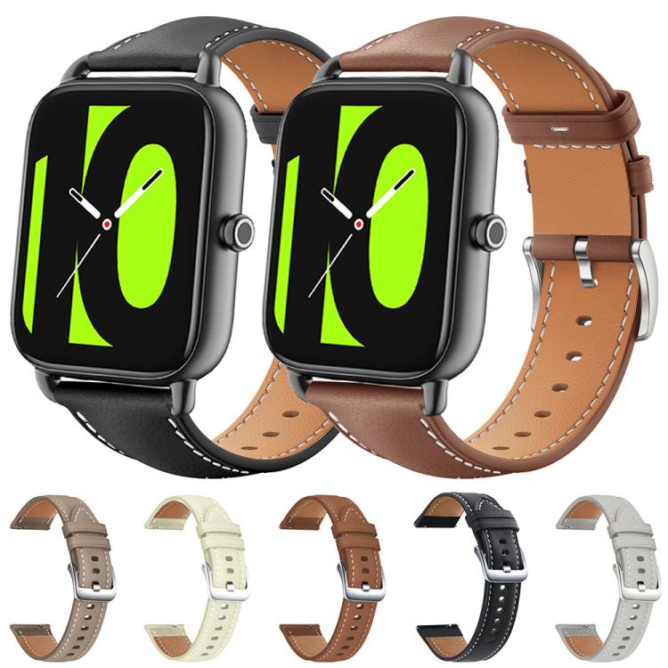 xDfind Flat Head Black Shark Fine Grain Leather Watch Band, 22mm For Xiaomi Watch S3/2 Pro/S2/S1, 22mm For Xiaomi Haylou Watch LS09B / LS05S / LS10, 20mm For Xiaomi Haylou RS4 Plus LS11 / LS12