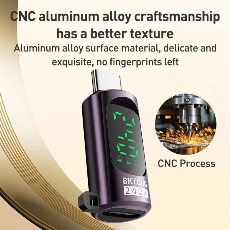 Bộ chuyển đổi Type-C sang Type-C 240W có màn hình kỹ thuật số và công tắc