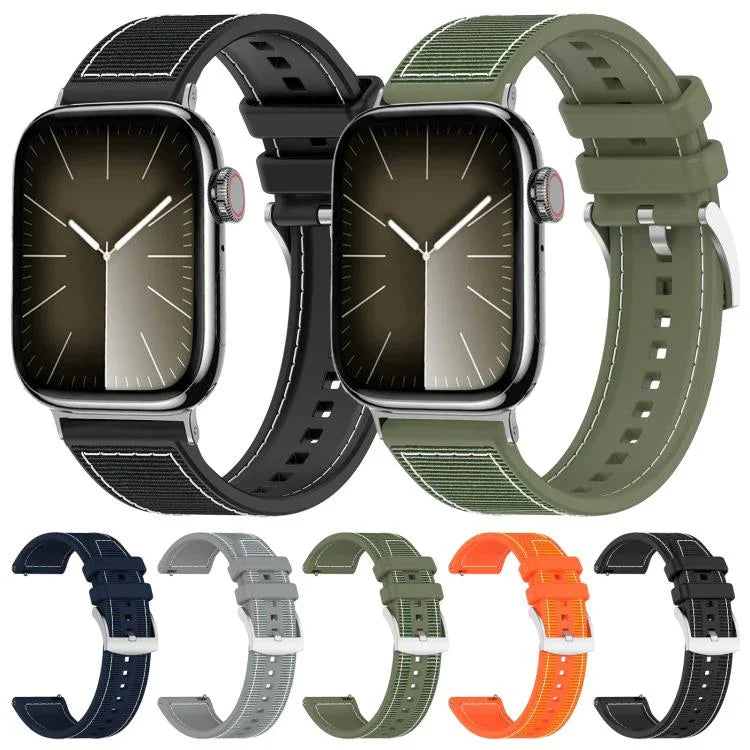 Dây đồng hồ silicone bện nylon lai xDfind, Dành cho Apple Watch 42 / 44 / 45 / 46 / 49mm 22mm, Dành cho Apple Watch 38 / 40 / 41 / S10 42mm 20mm