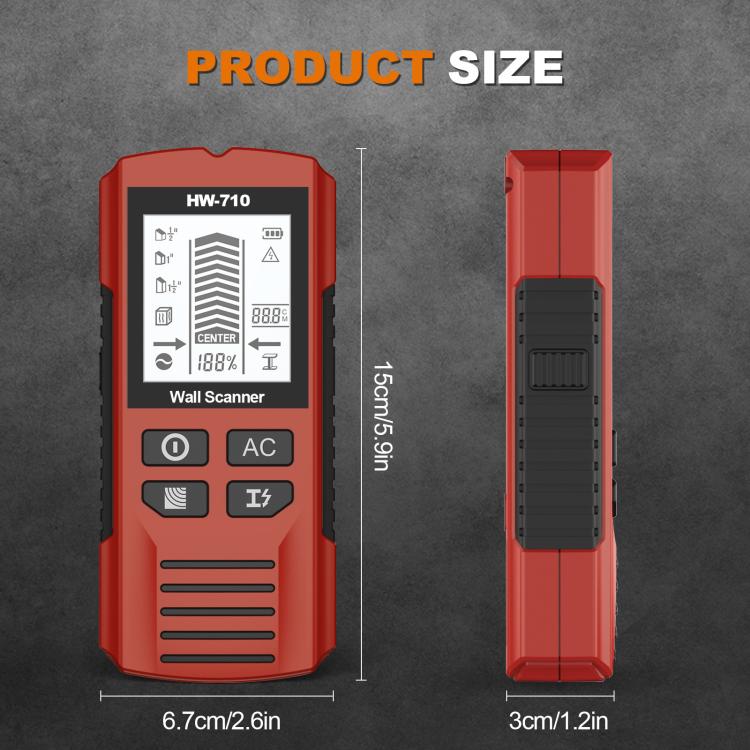 Máy quét tường 5 trong 1 HW-710, máy dò kim loại, máy tìm đinh, thiết bị đo