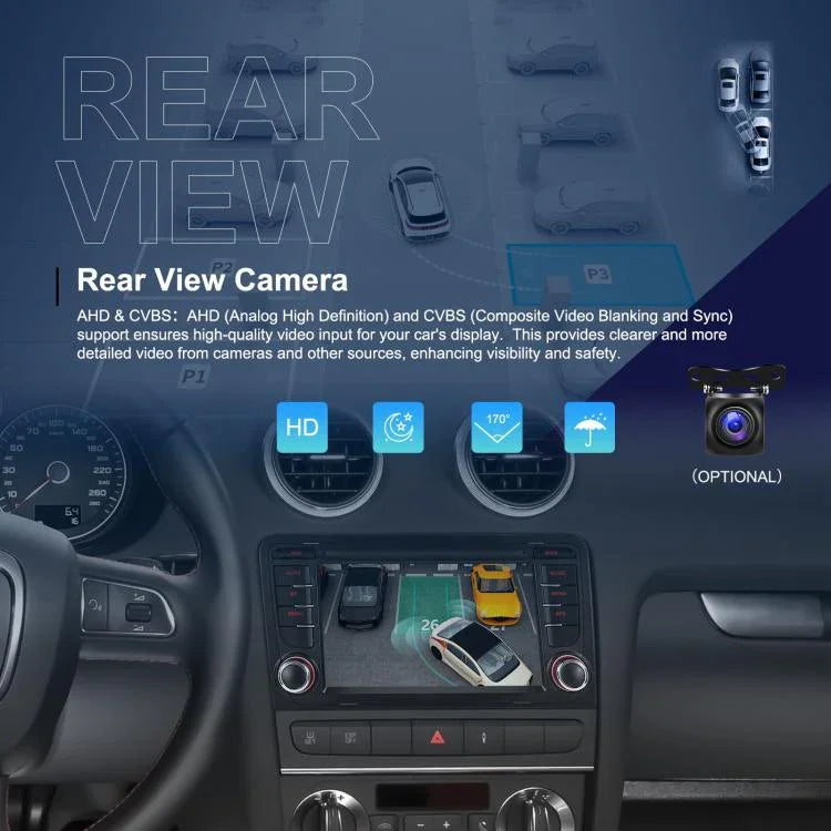 Dành cho Audi A3 8P 2003-2012 Android 15 màn hình cảm ứng 7 inch Trung tâm điều khiển thông minh GPS ô tô MP5, Chuẩn + AHD + Micro, Chuẩn