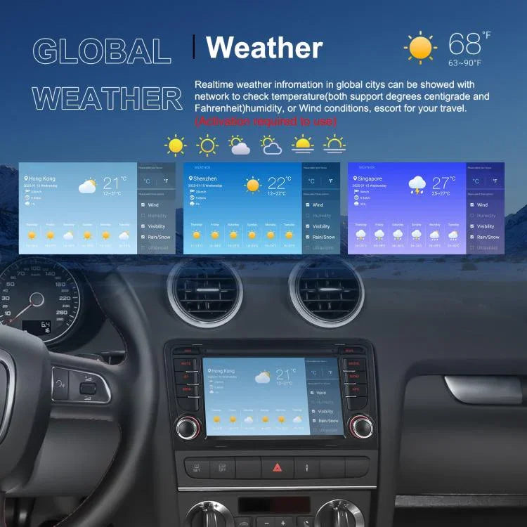 Dành cho Audi A3 8P 2003-2012 Android 15 màn hình cảm ứng 7 inch Trung tâm điều khiển thông minh GPS ô tô MP5, Chuẩn + AHD + Micro, Chuẩn