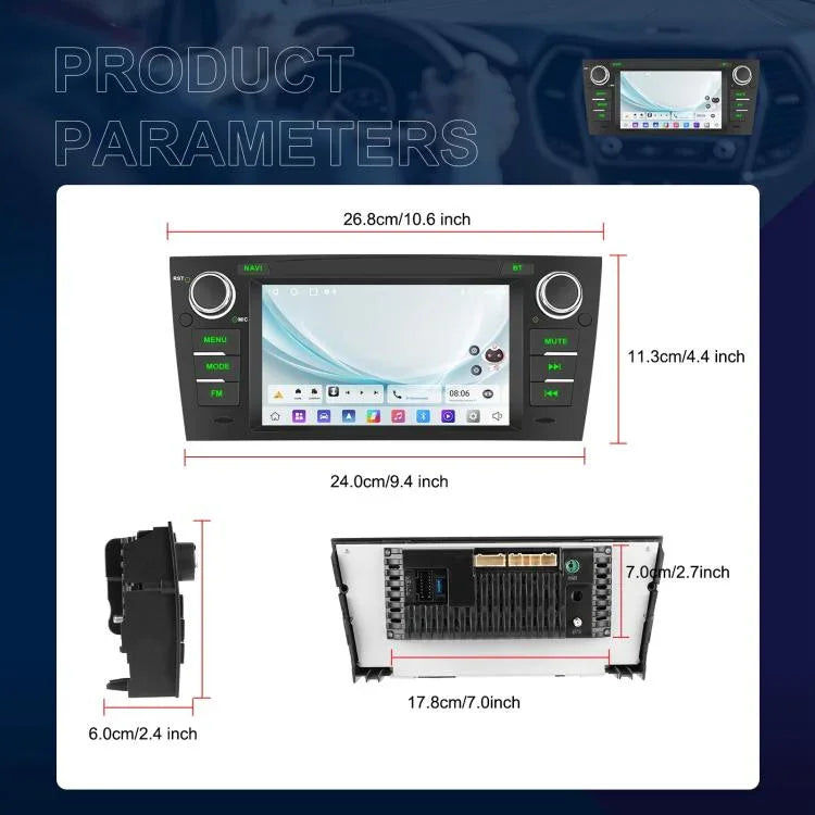 Dành cho BMW 3 Series E90 Android 15 màn hình cảm ứng 7 inch CarPlay ô tô Máy điều hướng tích hợp hình ảnh lùi, Chuẩn, Chuẩn + AHD + Micro