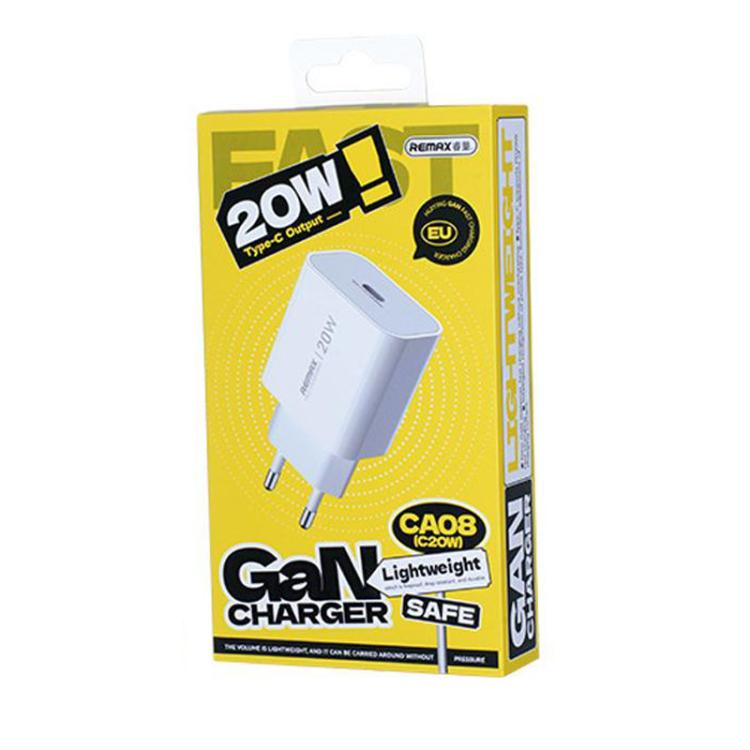 REMAX CA08 Sạc nhanh GaN PD20W Type-C, phích cắm EU, CA08