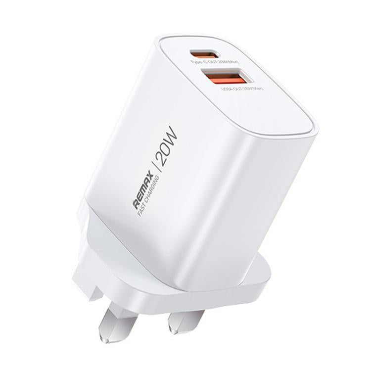 REMAX U187-AC Sạc nhanh GaN 20W USB và Type-C, phích cắm EU, phích cắm UK