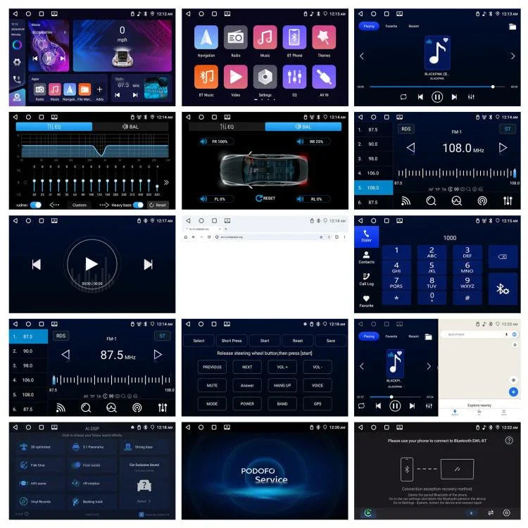 Máy điều hướng âm thanh video tích hợp Android 15 màn hình 10 inch, Chuẩn, Chuẩn + AHD + Micro