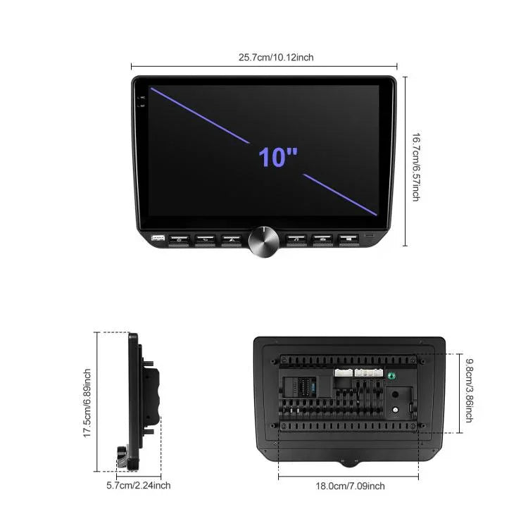 Máy điều hướng âm thanh video tích hợp Android 15 màn hình 10 inch, Chuẩn, Chuẩn + AHD + Micro
