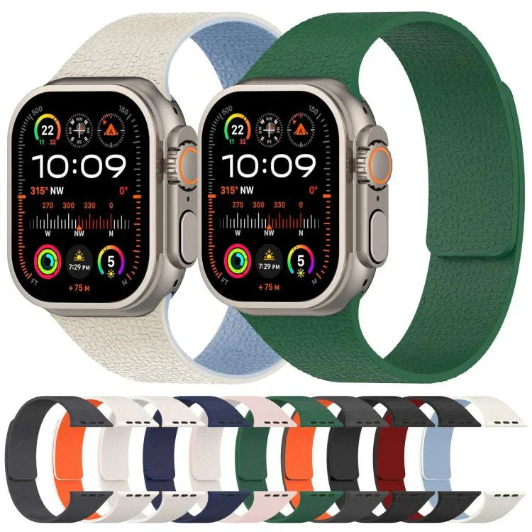 Dây đồng hồ silicone khóa nam châm họa tiết vỏ vải xDfind, Dành cho Apple Watch 42 / 44 / 45 / 46 / 49mm, Dành cho Apple Watch 38 / 40 / 41 / S10 42mm