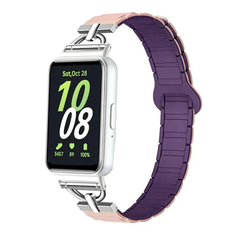 Dây đồng hồ silicone nam châm ba hạt hình chữ D, dành cho Samsung Galaxy Fit3