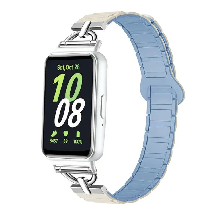 Dây đồng hồ silicone nam châm ba hạt hình chữ D, dành cho Samsung Galaxy Fit3
