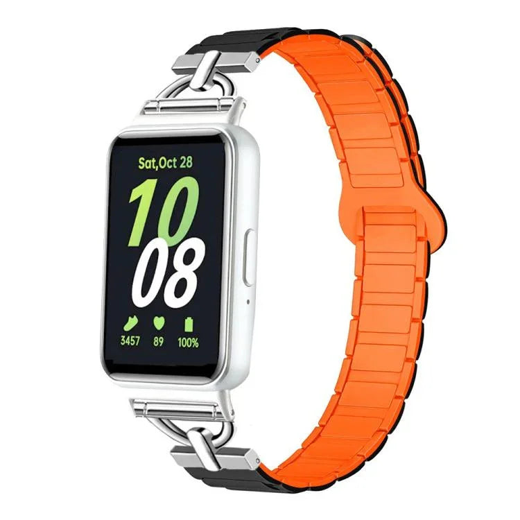 Dây đồng hồ silicone nam châm ba hạt hình chữ D, dành cho Samsung Galaxy Fit3