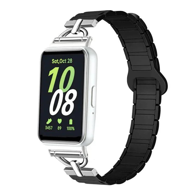 Dây đồng hồ silicone nam châm ba hạt hình chữ D, dành cho Samsung Galaxy Fit3