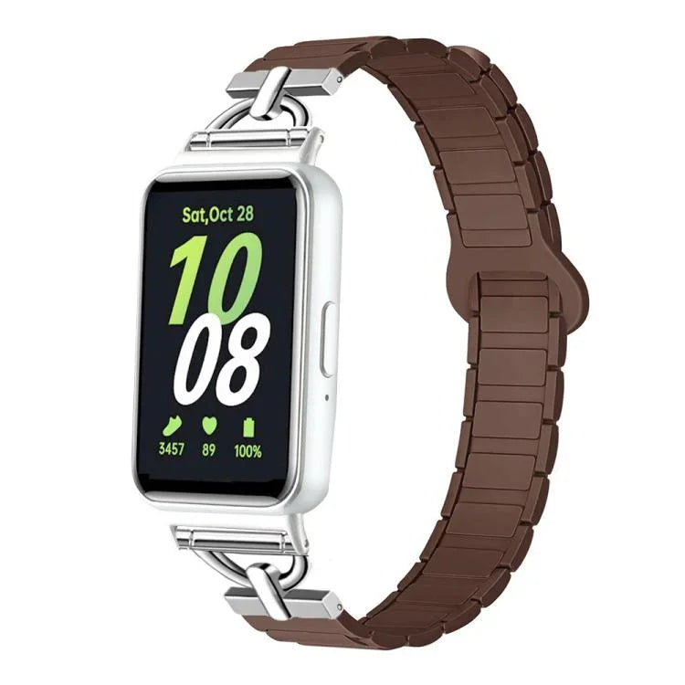 Dây đồng hồ silicone nam châm ba hạt hình chữ D, dành cho Samsung Galaxy Fit3